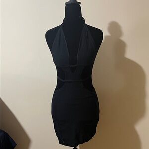 Crochet Black Halter Dress